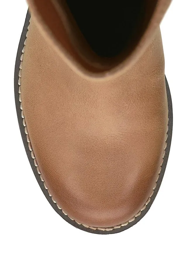 Lucky Brand Hybiscus Leather Knee High Boot Light Brown Women Shoes