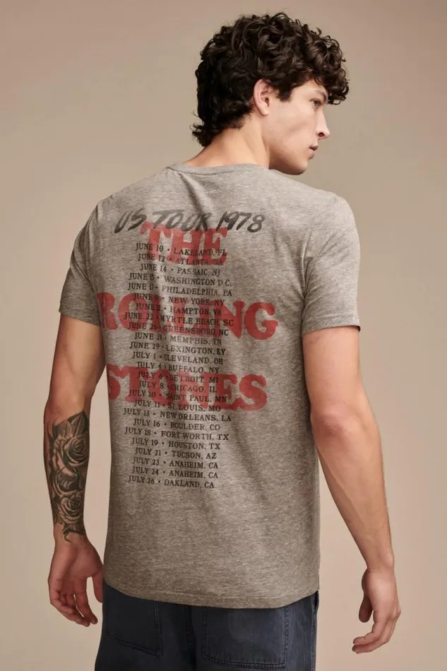Lucky Brand I Love Rolling Stones Heather Grey Men Graphic Tees