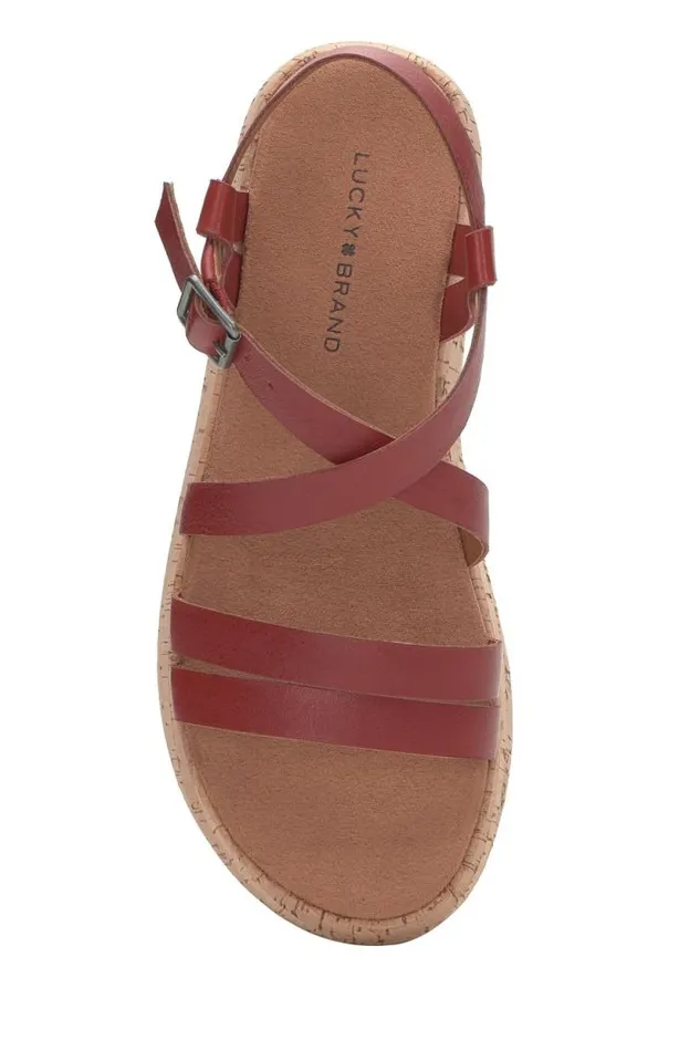 Lucky Brand Jacobean Cork Platform Sandal Light Red Women Shoes