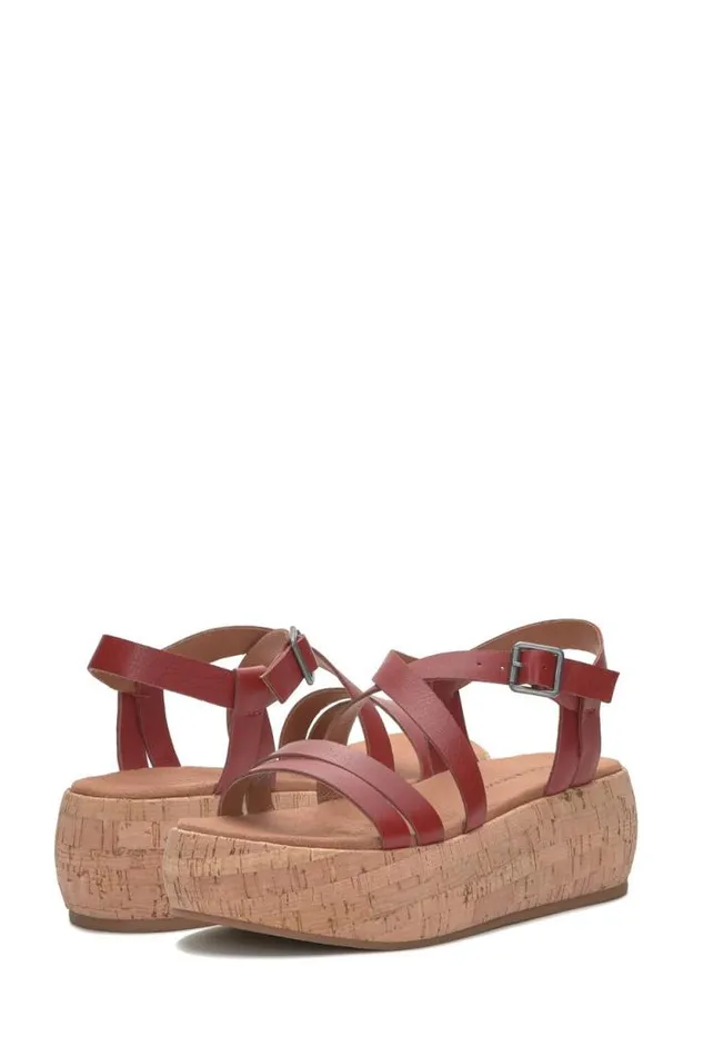 Lucky Brand Jacobean Cork Platform Sandal Light Red Women Shoes