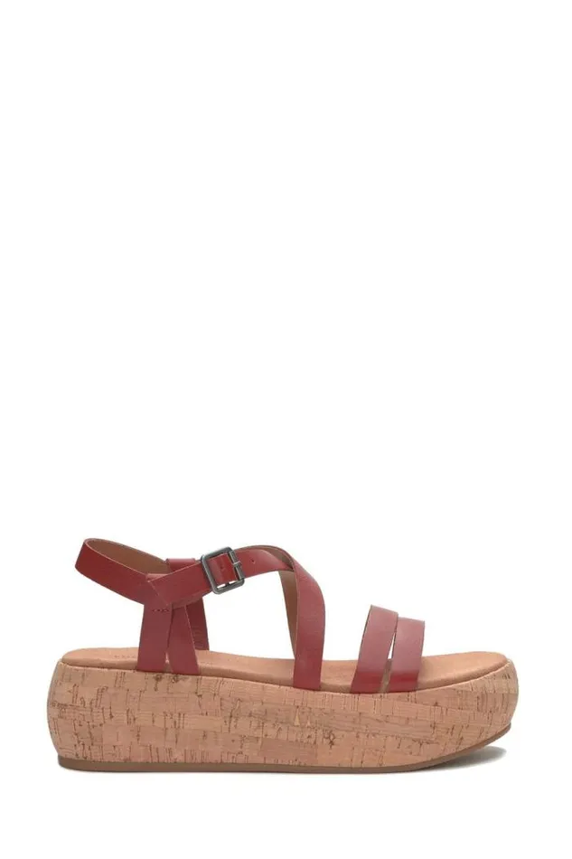 Lucky Brand Jacobean Cork Platform Sandal Light Red Women Shoes