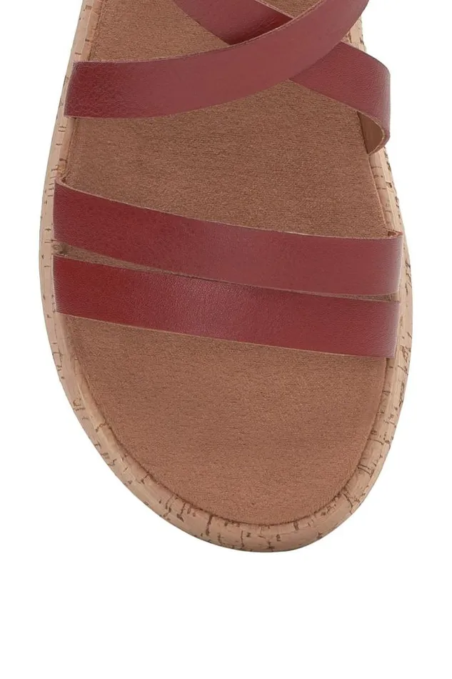 Lucky Brand Jacobean Cork Platform Sandal Light Red Women Shoes