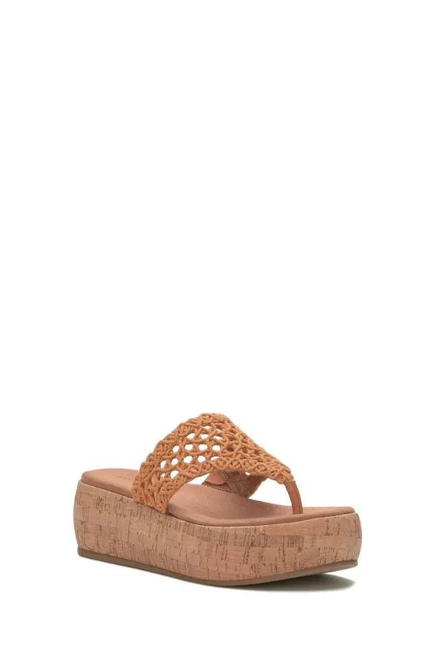 Lucky Brand Jaslene Macrame Cork Platform Sandal Gold Women Shoes