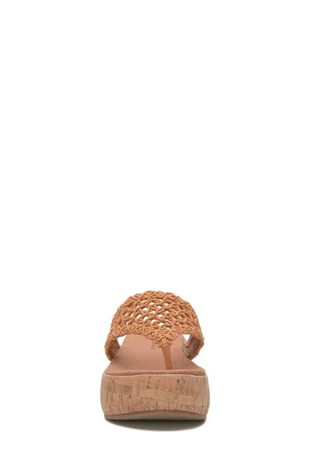 Lucky Brand Jaslene Macrame Cork Platform Sandal Gold Women Shoes