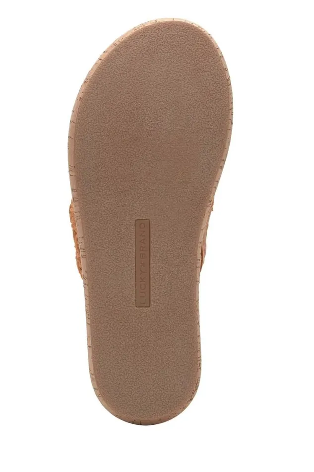 Lucky Brand Jaslene Macrame Cork Platform Sandal Gold Women Shoes
