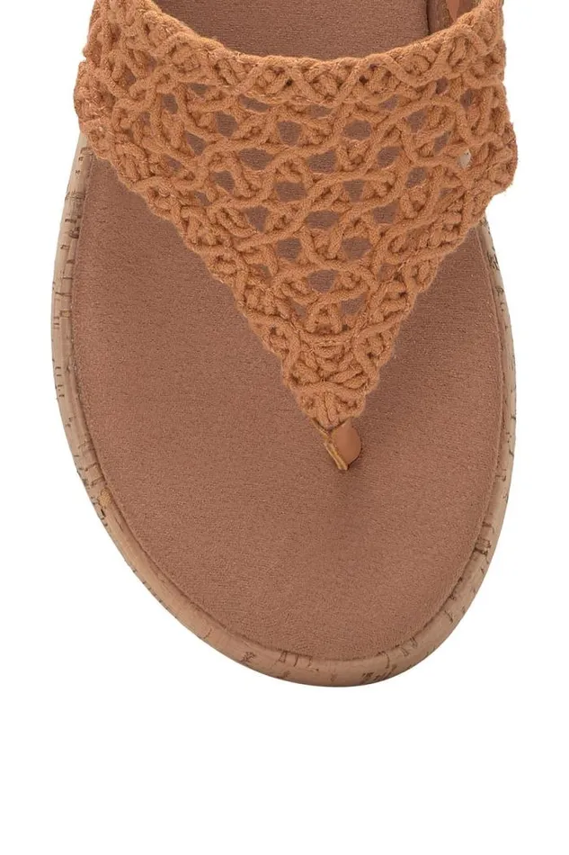 Lucky Brand Jaslene Macrame Cork Platform Sandal Gold Women Shoes
