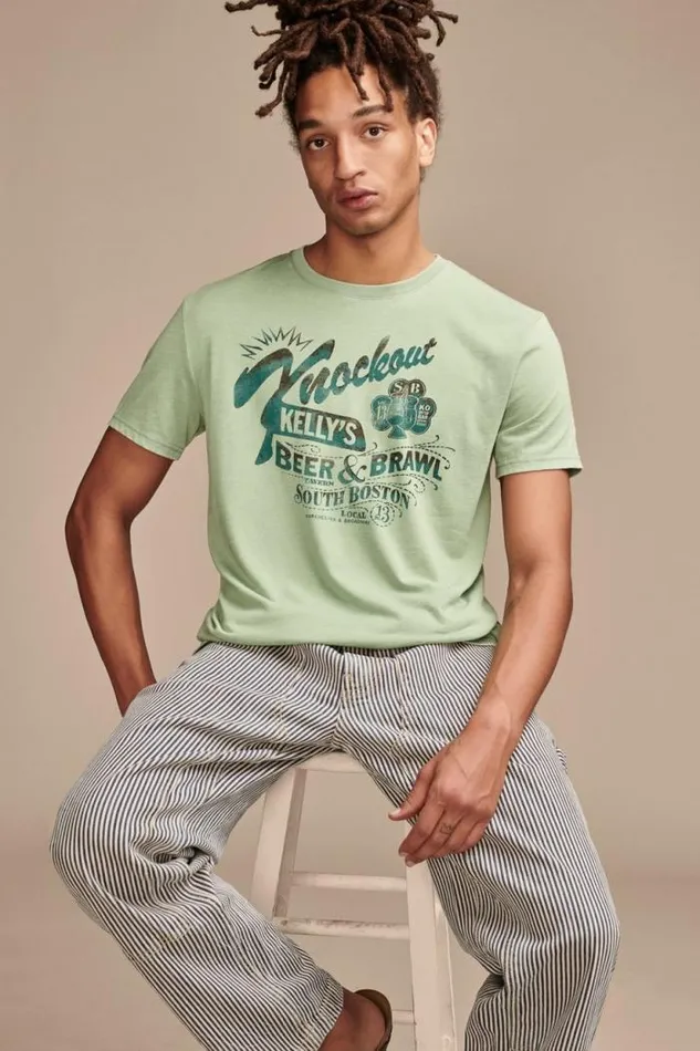 Lucky Brand Knockout Kelly039s Mineral Green Men Graphic Tees