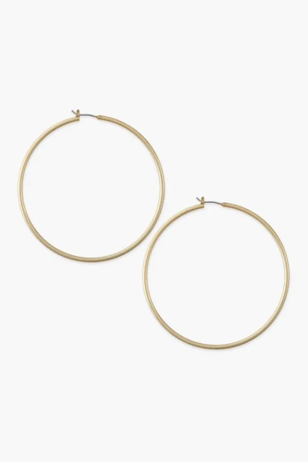 Lucky Brand Large Skinny Hoop Earrings Gold Women Jewelry