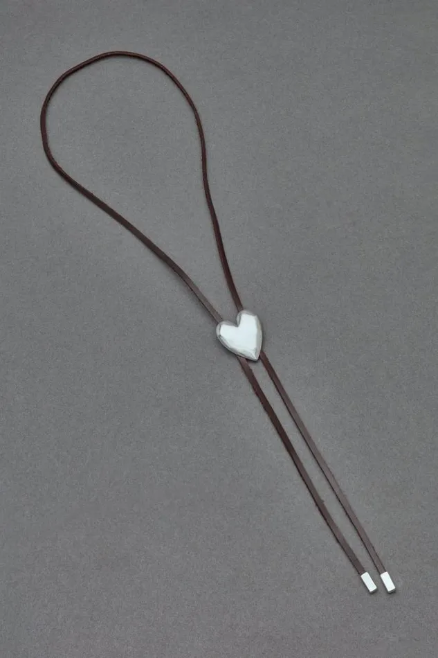 Lucky Brand Leather Heart Bolo Silver Women Jewelry