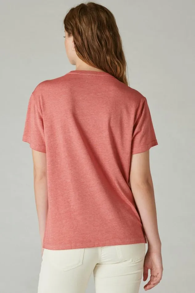 Lucky Brand Lucky Heart Boyfriend Tee Baked Apple Women Graphic Tees