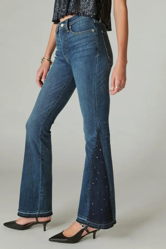 Lucky Brand Lucky Legend Studded High Rise Stevie Flare Gypsy Women Jeans