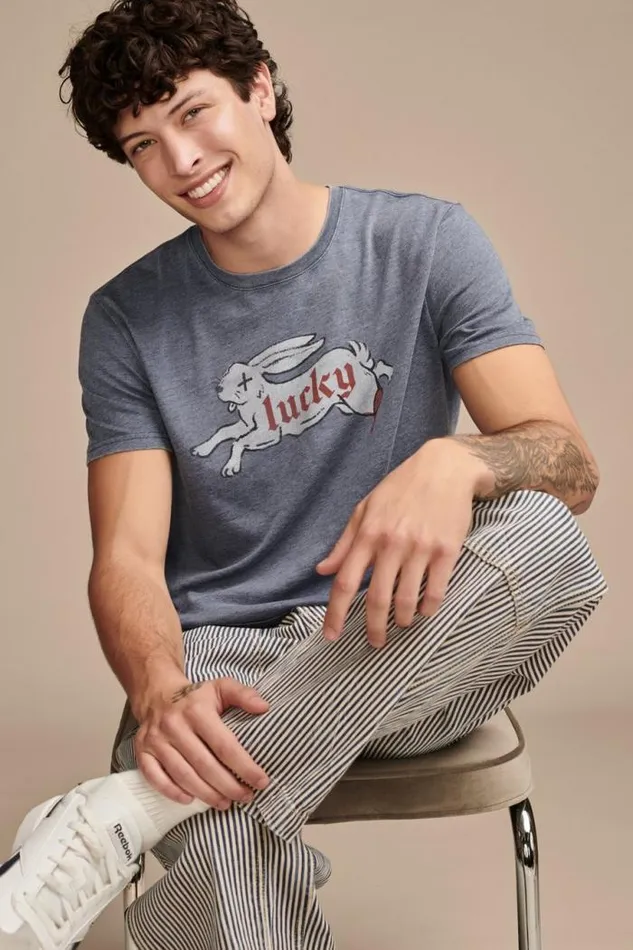 Lucky Brand Lucky Rabbits Foot Ensign Blue Men Graphic Tees