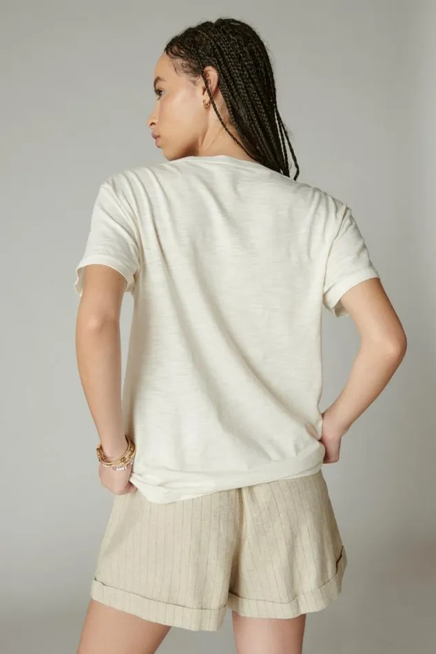 Lucky Brand Lucky Rainbow Boyfriend Tee Whisper White Women Graphic Tees