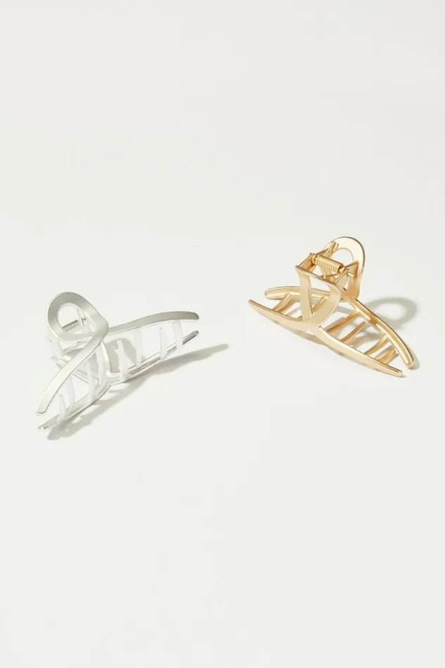 Lucky Brand Mini Loop Metal Claw Clip Gold Women Hair Accessories