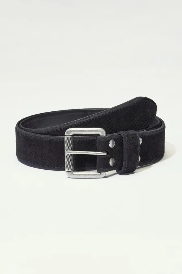 Lucky Brand Moto Canvas And Suede Belt Black Men Belts