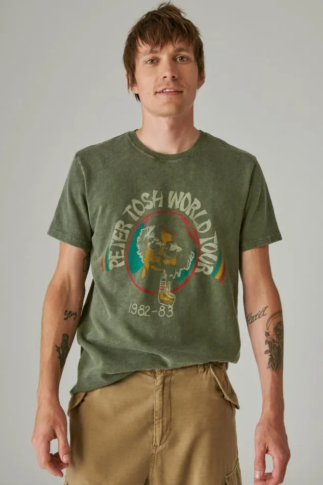 Lucky Brand Peter Tosh Kombu Green Men Graphic Tees