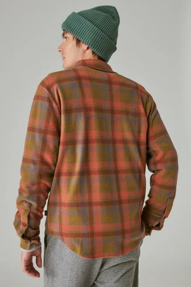 Lucky Brand Plaid Brushed Knit Long Sleeve Shirt Beige Multi Men ButtonDowns
