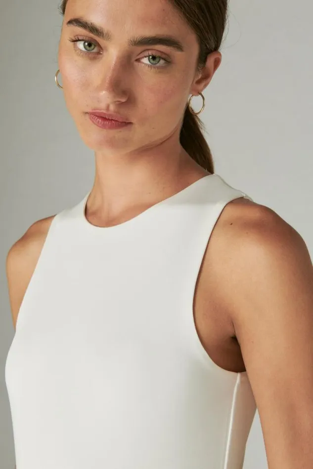 Lucky Brand Racer Tank Bodysuit Cream Women All Tops