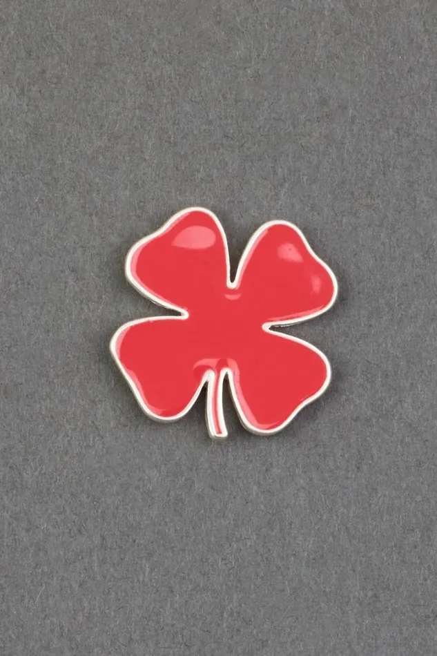 Lucky Brand Red Clover Enamel Pin Silver Women Jewelry