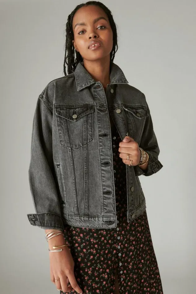 Lucky Brand Relaxed Denim Trucker Jacket Orca Women Jackets and Outerwear