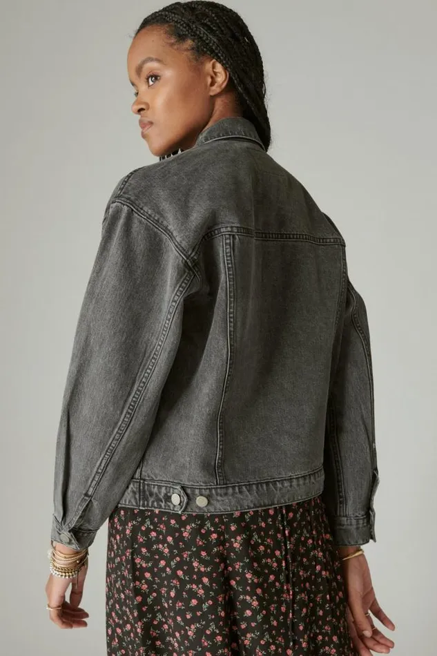 Lucky Brand Relaxed Denim Trucker Jacket Orca Women Jackets and Outerwear