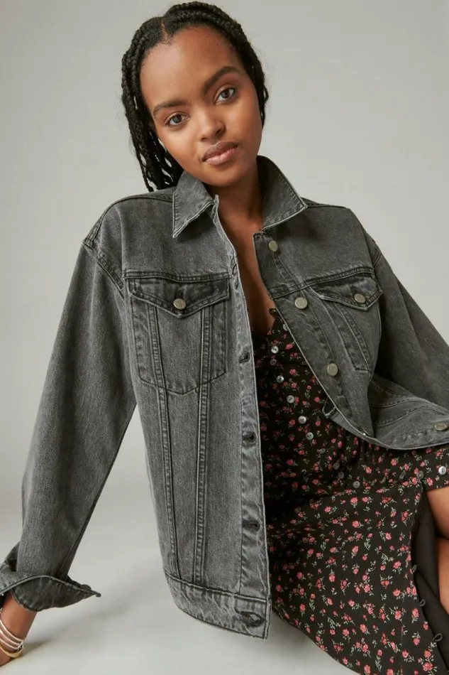 Lucky Brand Relaxed Denim Trucker Jacket Orca Women Jackets and Outerwear