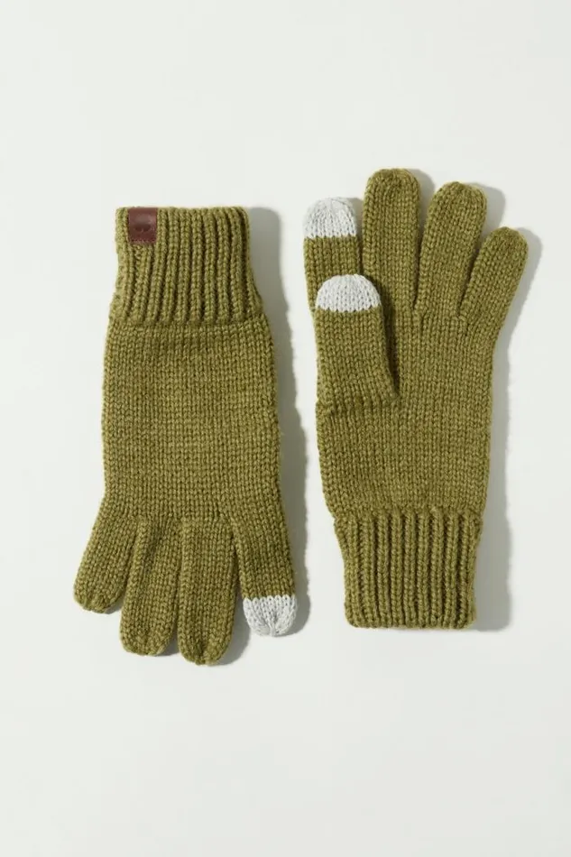 Lucky Brand Ribbed Wool Knit Texting Glove Dark Green Women Gloves