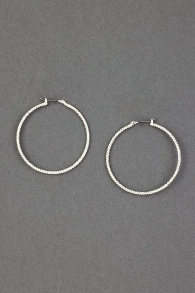 Lucky Brand Rope Hoop Earring Silver Women Jewelry