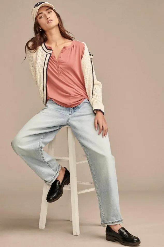 Lucky Brand Sandwash Peasant Top Dusty Cedar Women All Tops