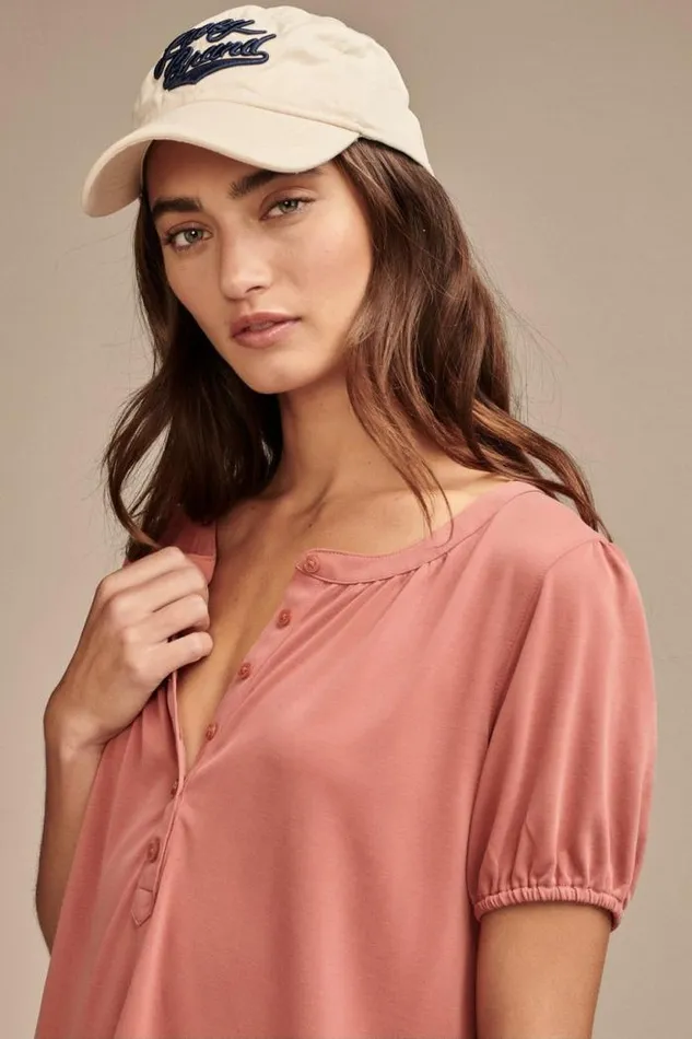 Lucky Brand Sandwash Peasant Top Dusty Cedar Women All Tops