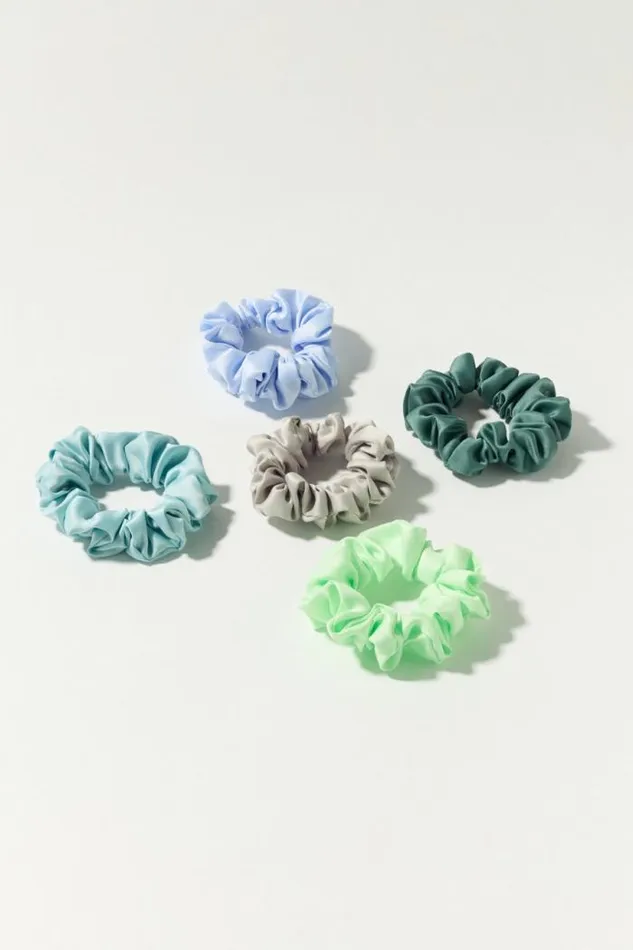Lucky Brand Satin Scrunchie 5 Pk Medium Dark Blue Women Hair Accessories