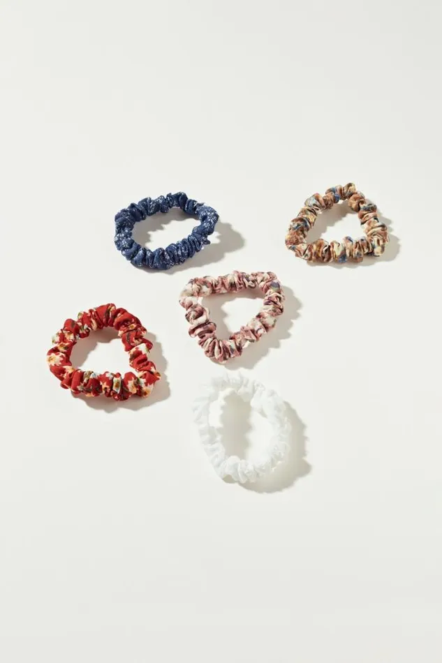 Lucky Brand Skinny Floral Scrunchie 5 Pack Multi Women Hair Accessories
