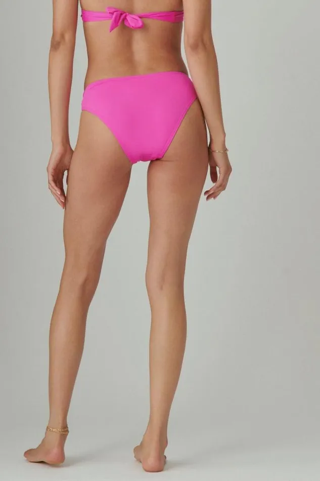 Lucky Brand Solid Ruched Bottom Dark Pink Women Swim