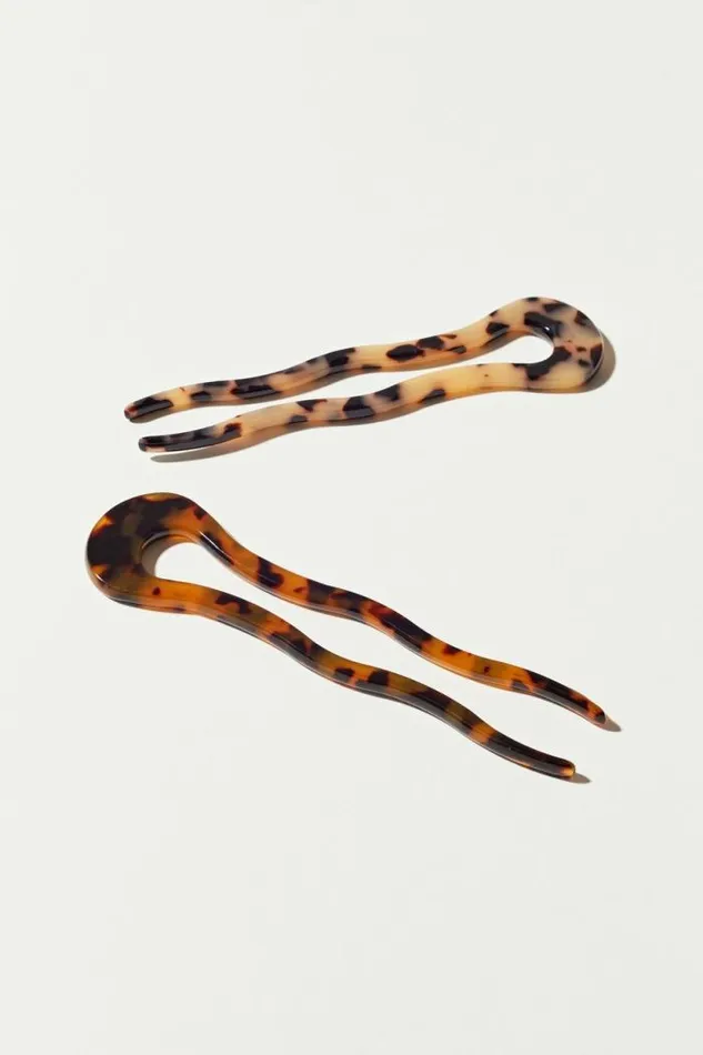 Lucky Brand Tortoise Hair Pin Set Of 2 Dark Brown Women Hair Accessories