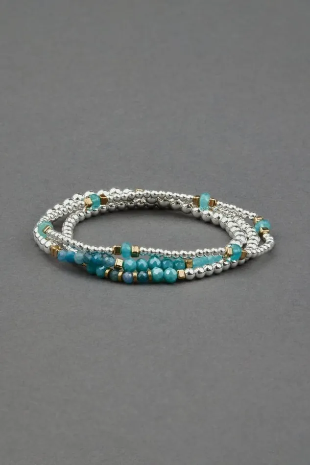 Lucky Brand Turquoise And Silver Bead Bracelet Silver Women Jewelry