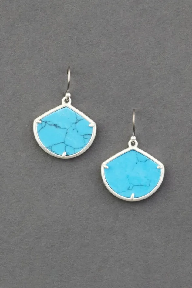 Lucky Brand Turquoise Slice Drop Earring Silver Women Jewelry