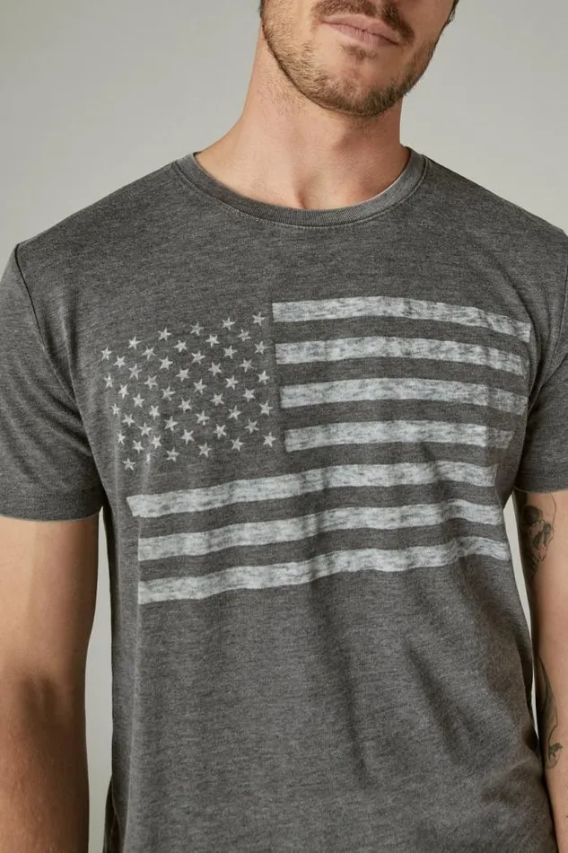 Lucky Brand Usa Flag Tee Jet Black Men Graphic Tees