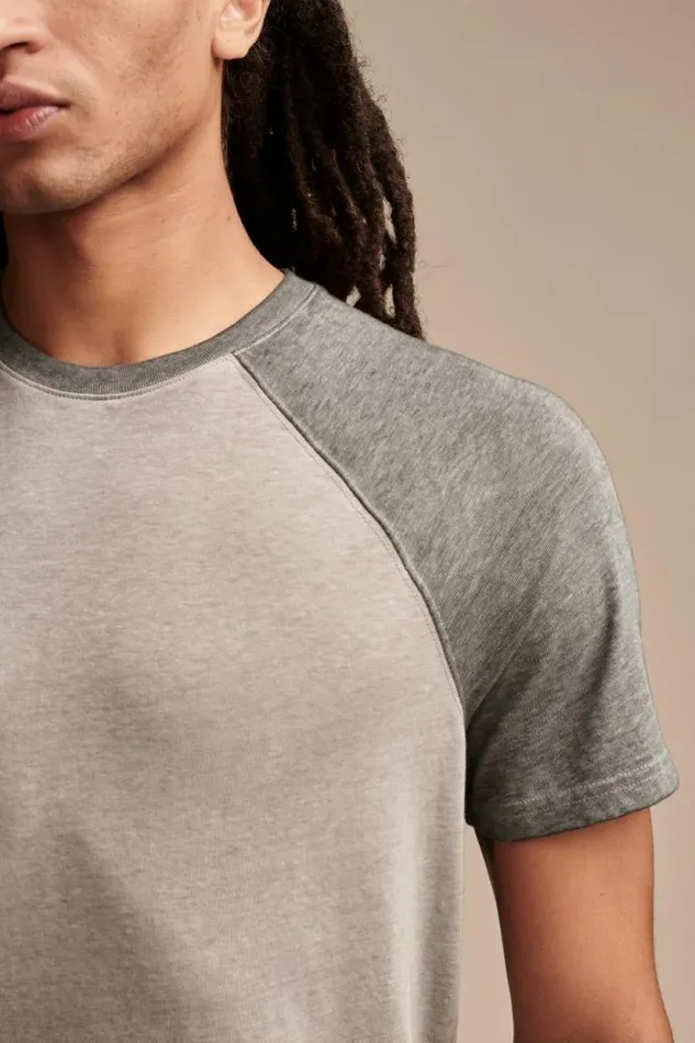 Lucky Brand Venice Burnout Baseball Crew Black Multi Men Shirts and Tops
