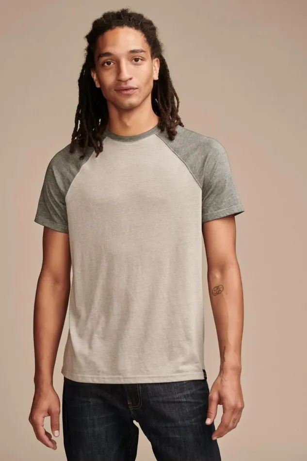 Lucky Brand Venice Burnout Baseball Crew Black Multi Men Shirts and Tops