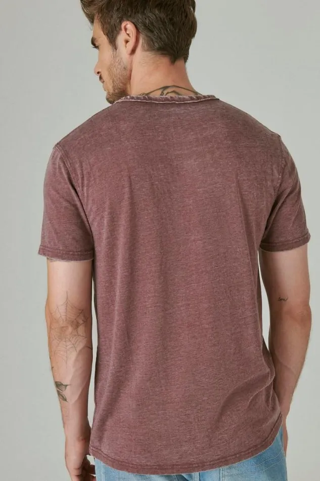 Lucky Brand Venice Burnout Notch Neck Tee Port Royale Men Shirts and Tops
