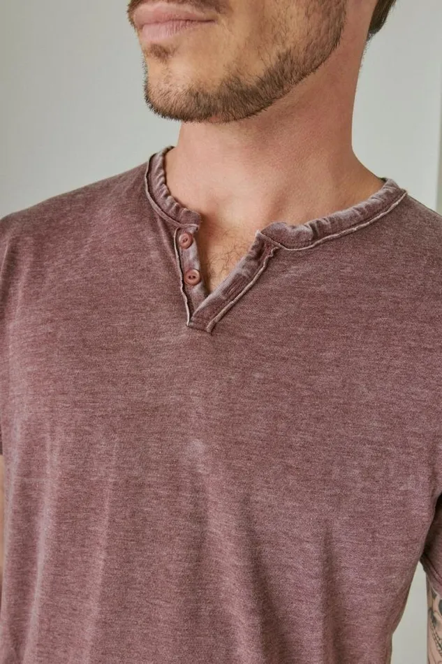 Lucky Brand Venice Burnout Notch Neck Tee Port Royale Men Shirts and Tops