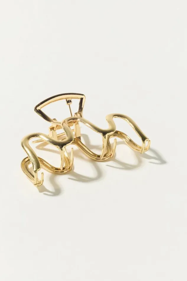 Lucky Brand Wavy Metal Claw Gold Women Hair Accessories