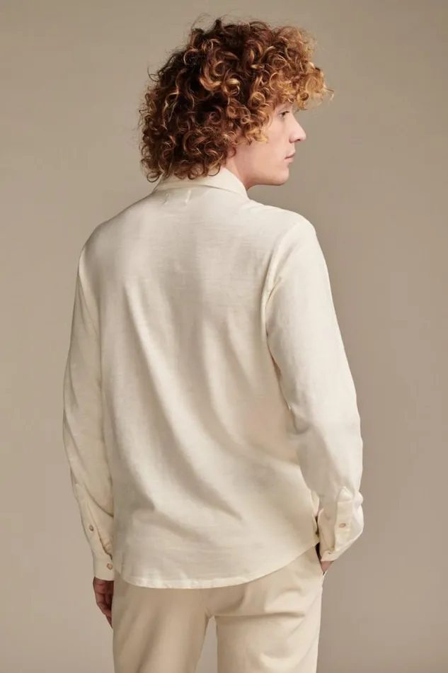 Lucky Brand Weekend Jersey Shirt 1103 Cream Men ButtonDowns