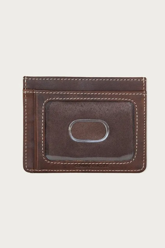 Lucky Brand Western Embossed Leather Card Case Dark Brown Men Bags and Wallets
