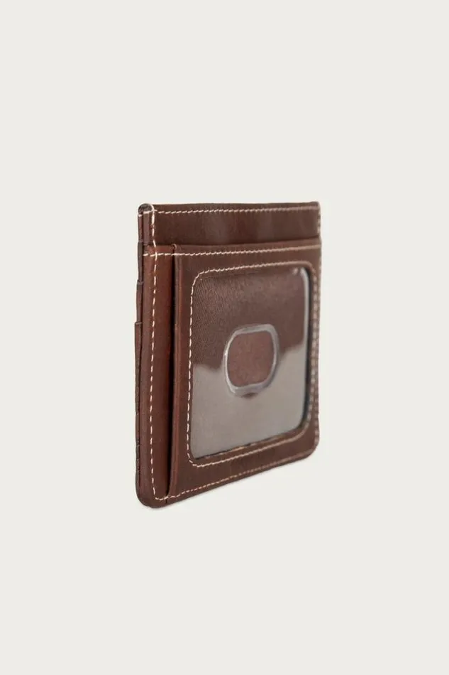 Lucky Brand Western Embossed Leather Card Case Dark Brown Men Bags and Wallets