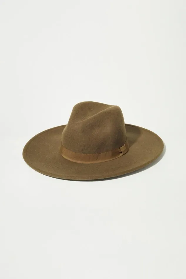 Lucky Brand Wool Wide Brim Ranger Hat Dark Green Women Hats