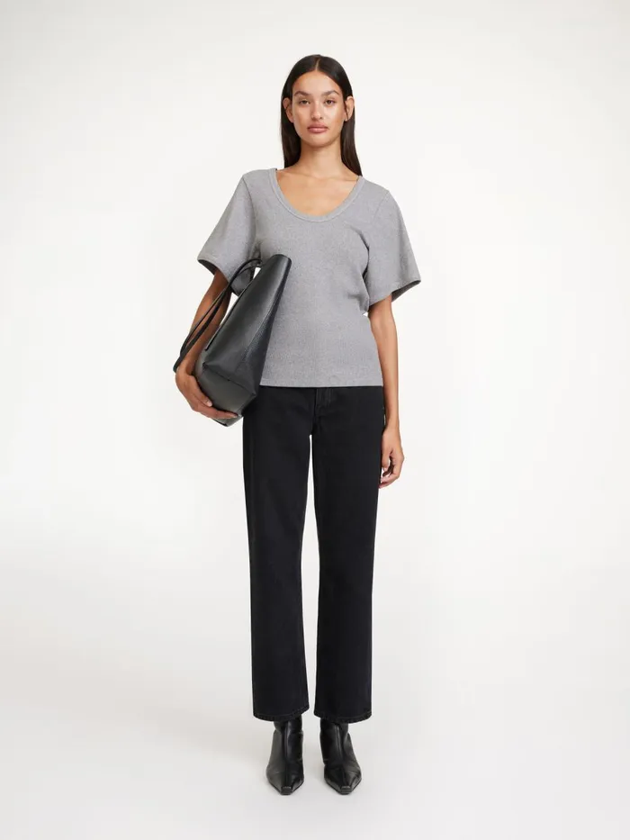 Lunai TShirt Grey Melange Women By Malene Birger Tops and Blouses