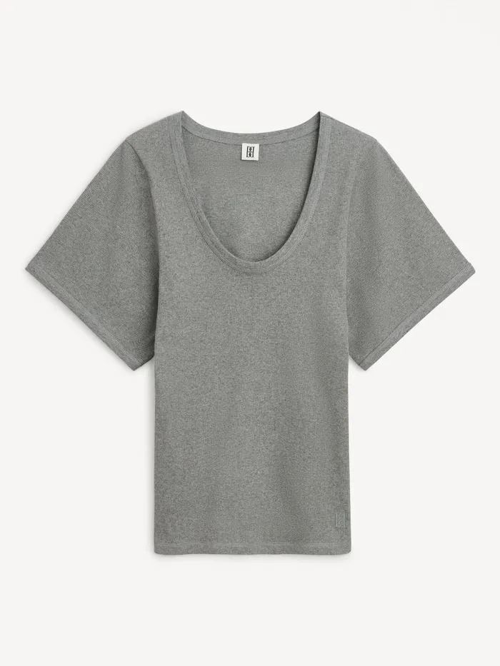 Lunai TShirt Grey Melange Women By Malene Birger Tops and Blouses