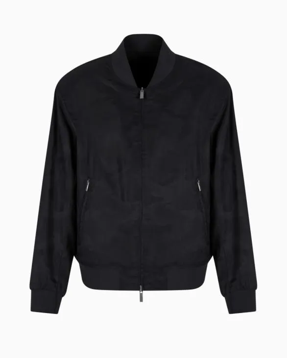 Lyocell Bomber Jacket With Zip Black Men Armani Outerwear