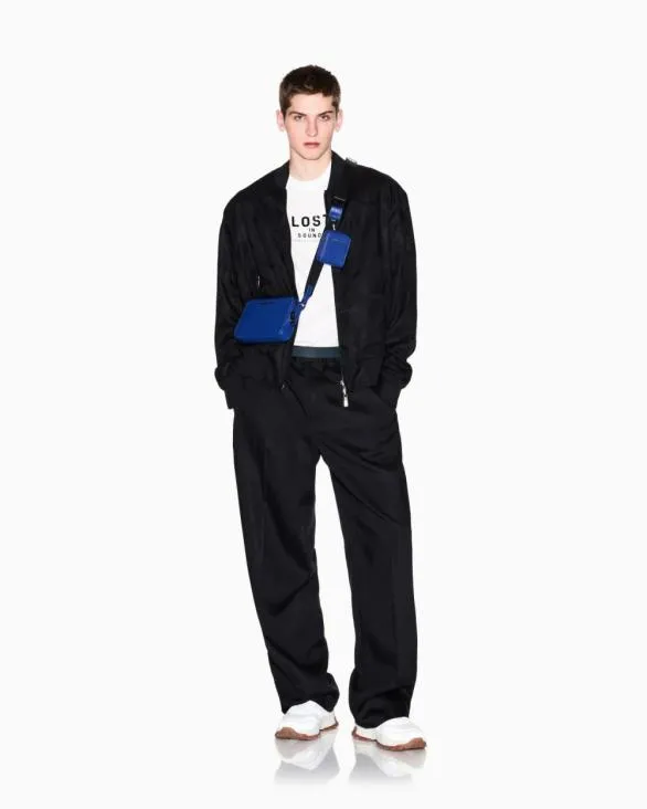 Lyocell Bomber Jacket With Zip Black Men Armani Outerwear